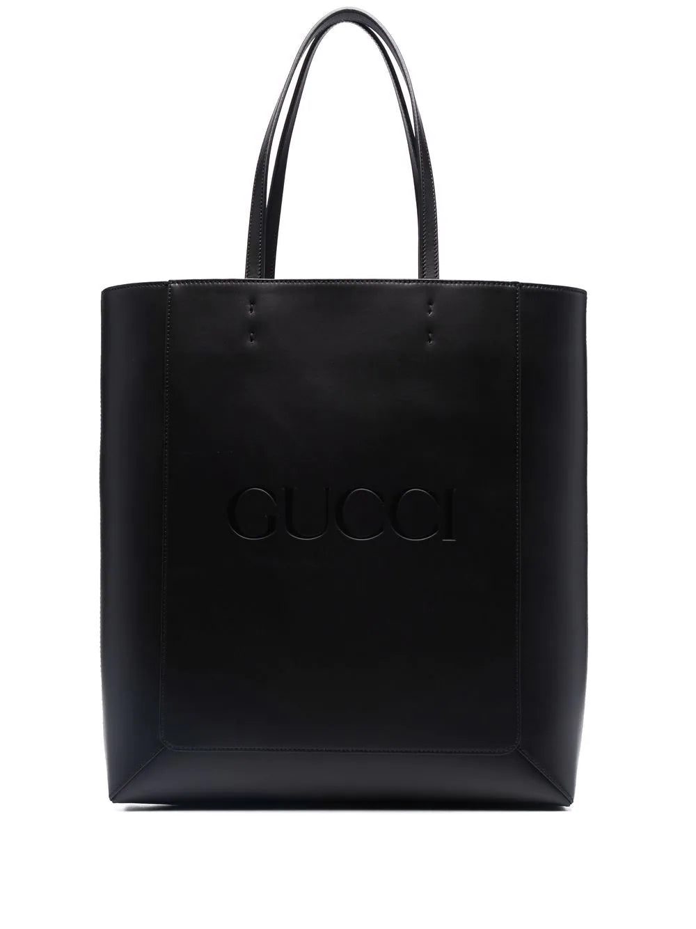 Gucci debossed leather tote bag