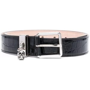 Alexander McQueen  Skull-charm crocodile-embossed belt