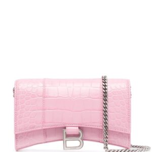 Balenciaga  Hourglass crocodile-embossed chain wallet