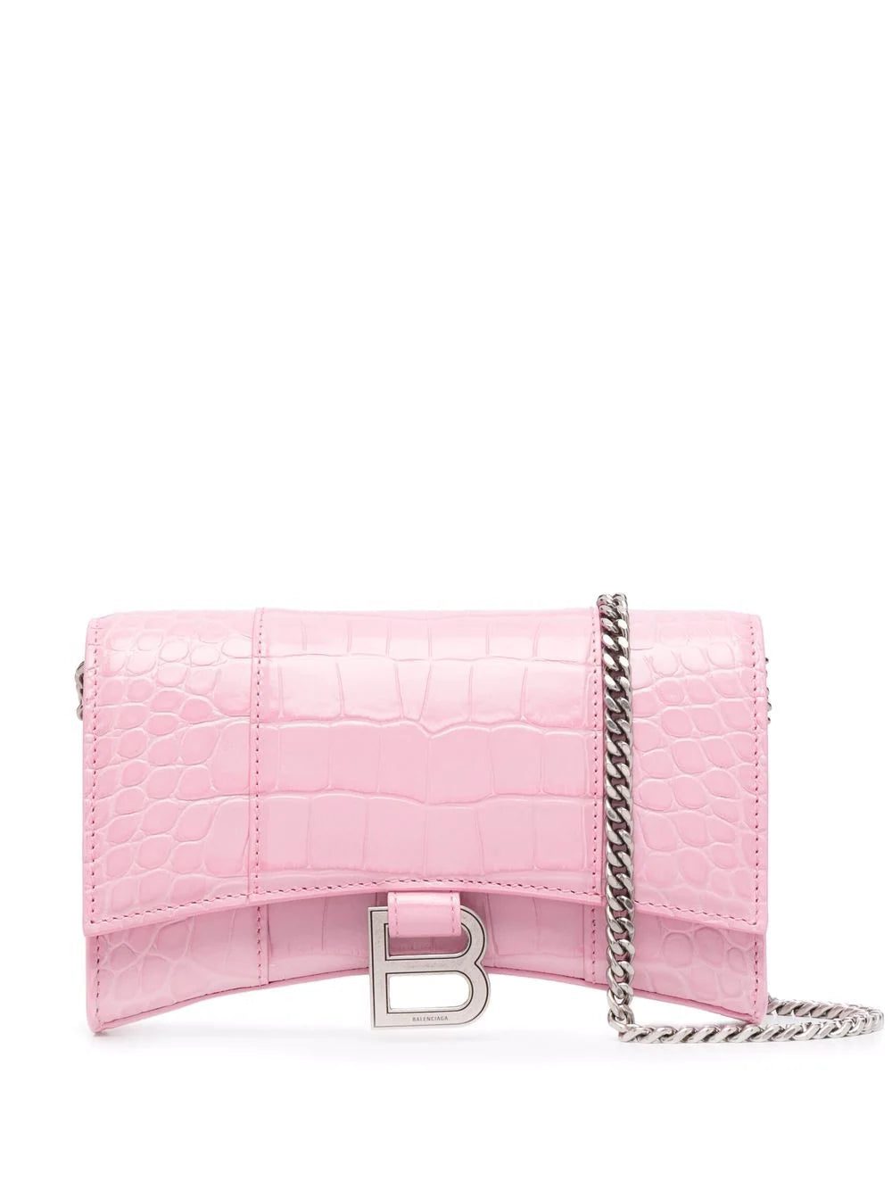 Balenciaga Hourglass crocodile-embossed chain wallet