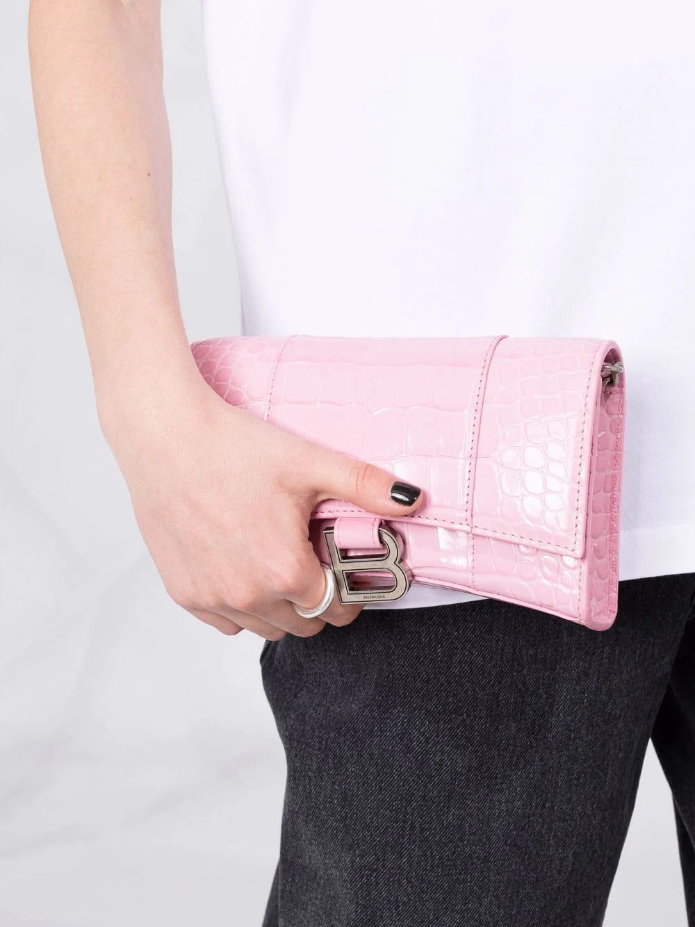 Balenciaga Hourglass crocodile-embossed chain wallet - Image 3