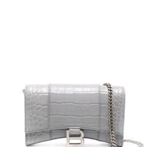 Balenciaga  Hourglass crocodile-effect clutch bag