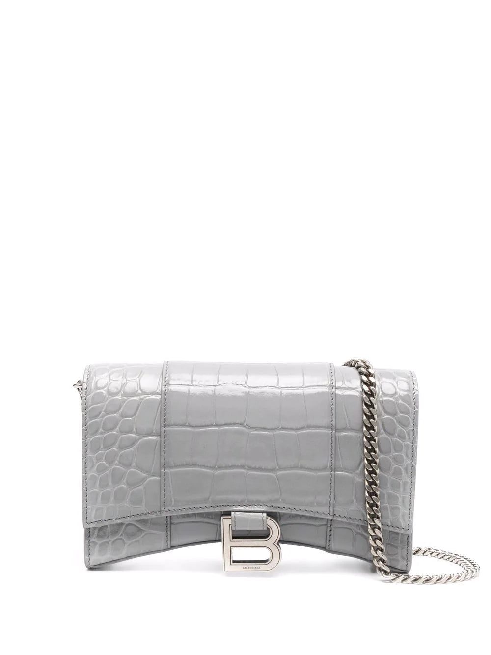Balenciaga Hourglass crocodile-effect clutch bag