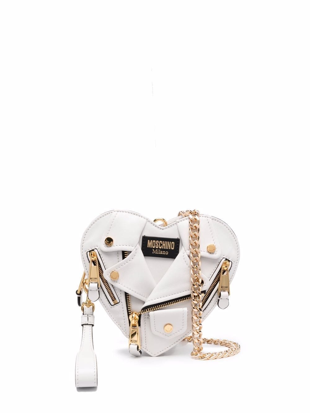 Moschino Heart Biker leather crossbody bag