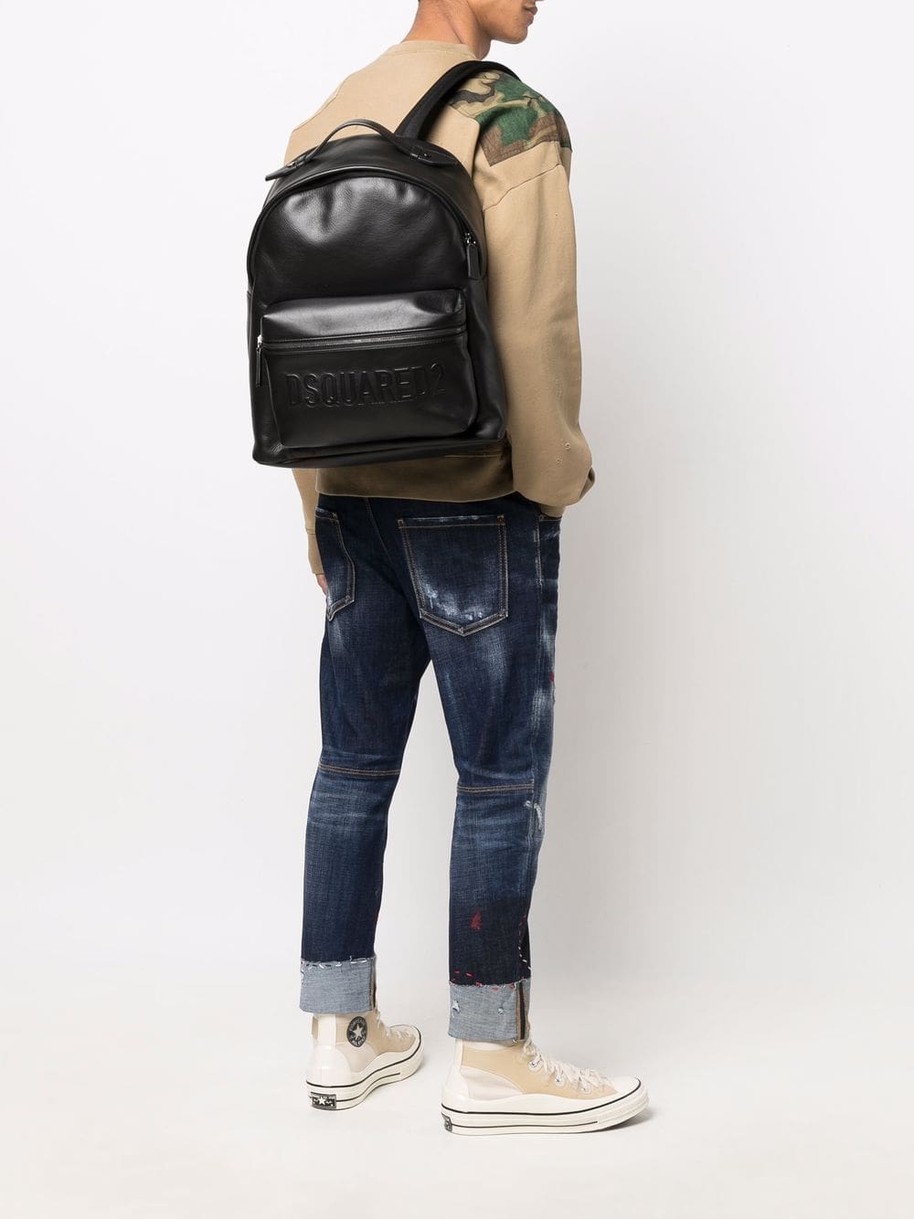 DSQUARED2 logo-embossed leather backpack