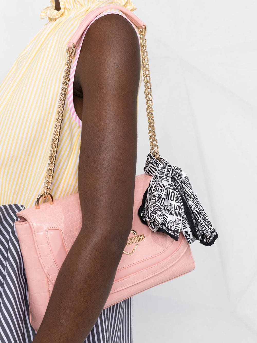 Love Moschino logo-plaque crocodile-effect shoulder bag - Image 3