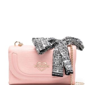 Love Moschino logo-plaque crocodile-effect shoulder bag