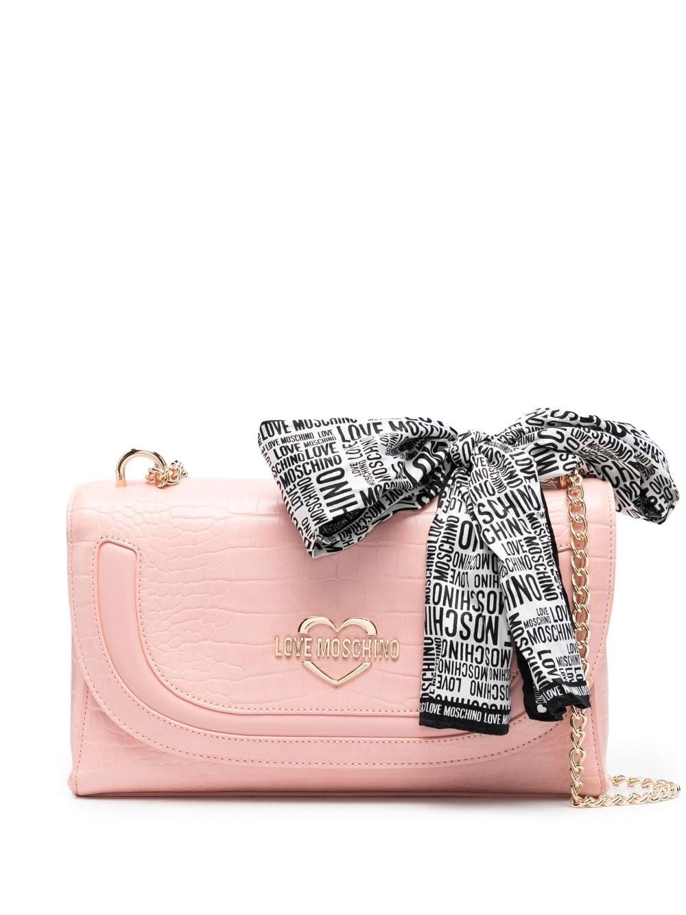 Love Moschino logo-plaque crocodile-effect shoulder bag