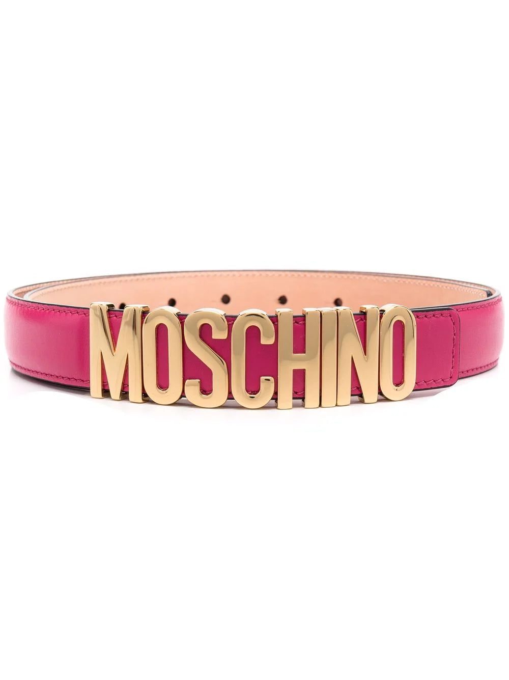 Moschino logo-plaque leather belt