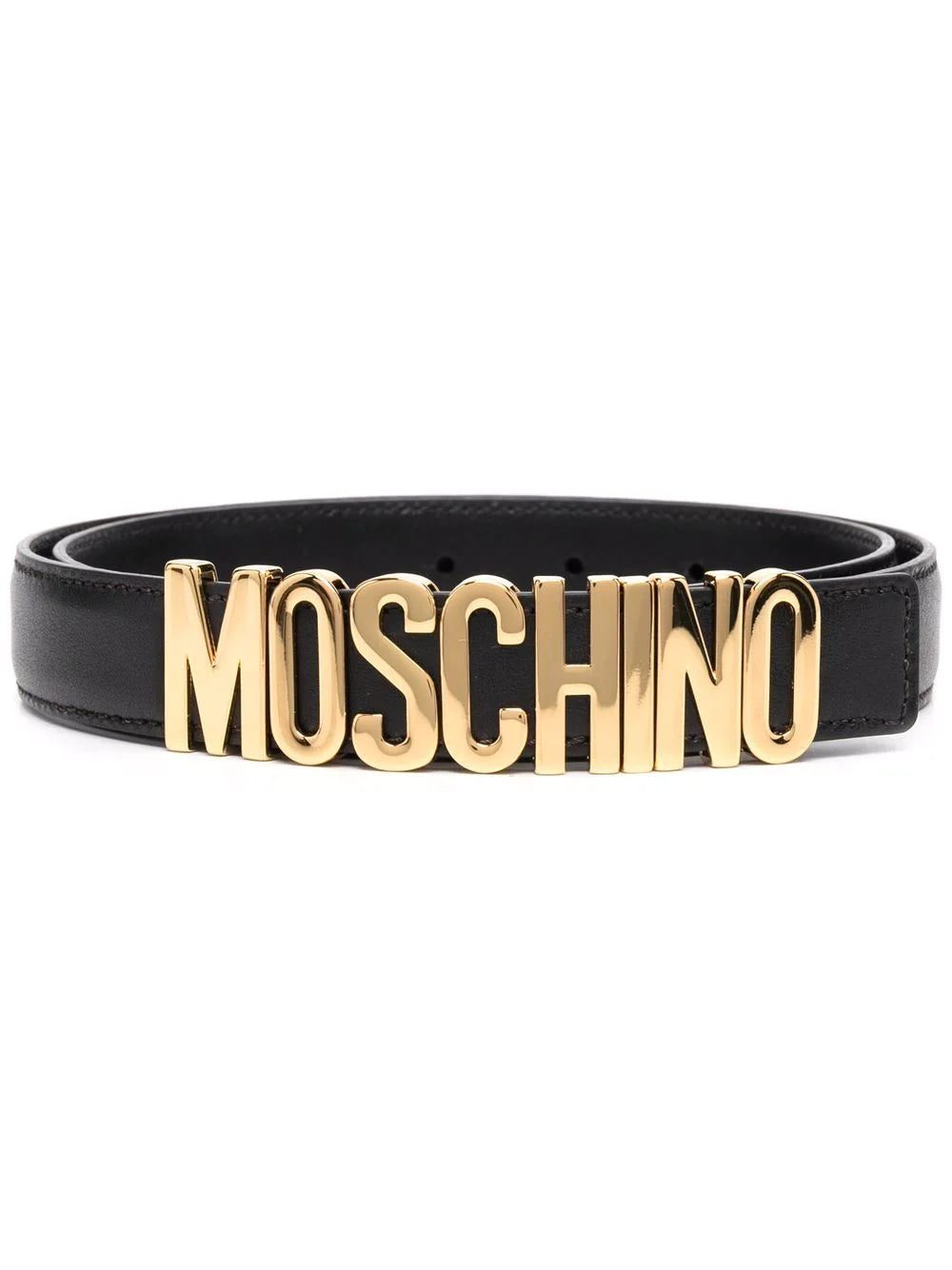 Moschino logo-plaque leather belt