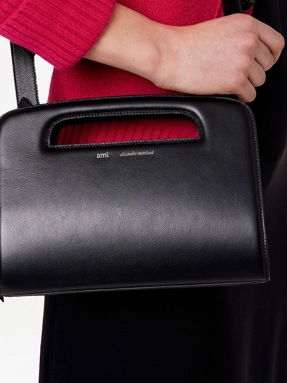 AMI Paris logo-stamp leather shoulder bag - Image 4