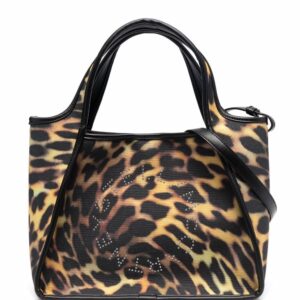 Stella McCartney leopard-print studded logo tote bag