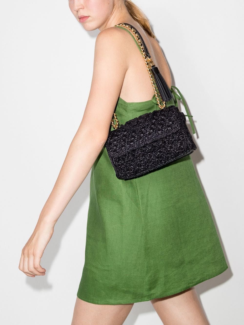 Tory Burch small Fleming raffia shoulder bag - Image 2