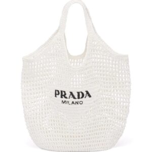 Prada interwoven logo tote bag