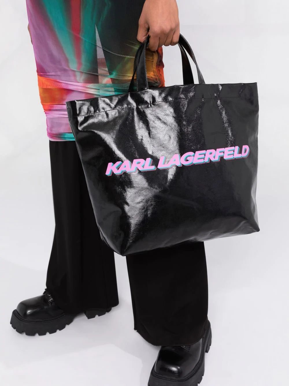 Karl Lagerfeld K/Futuristic logo-print coated tote bag - Image 3