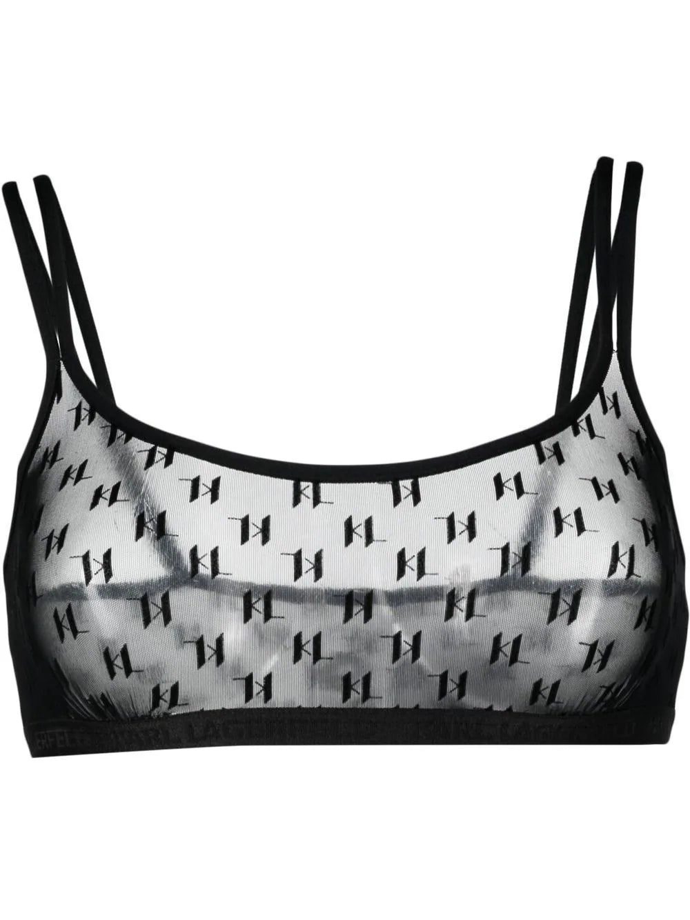 Karl Lagerfeld sheer monogram-pattern bralette