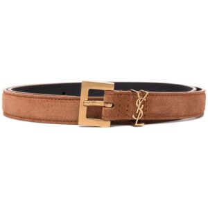 Saint Laurent  suede square-buckle monogram logo belt