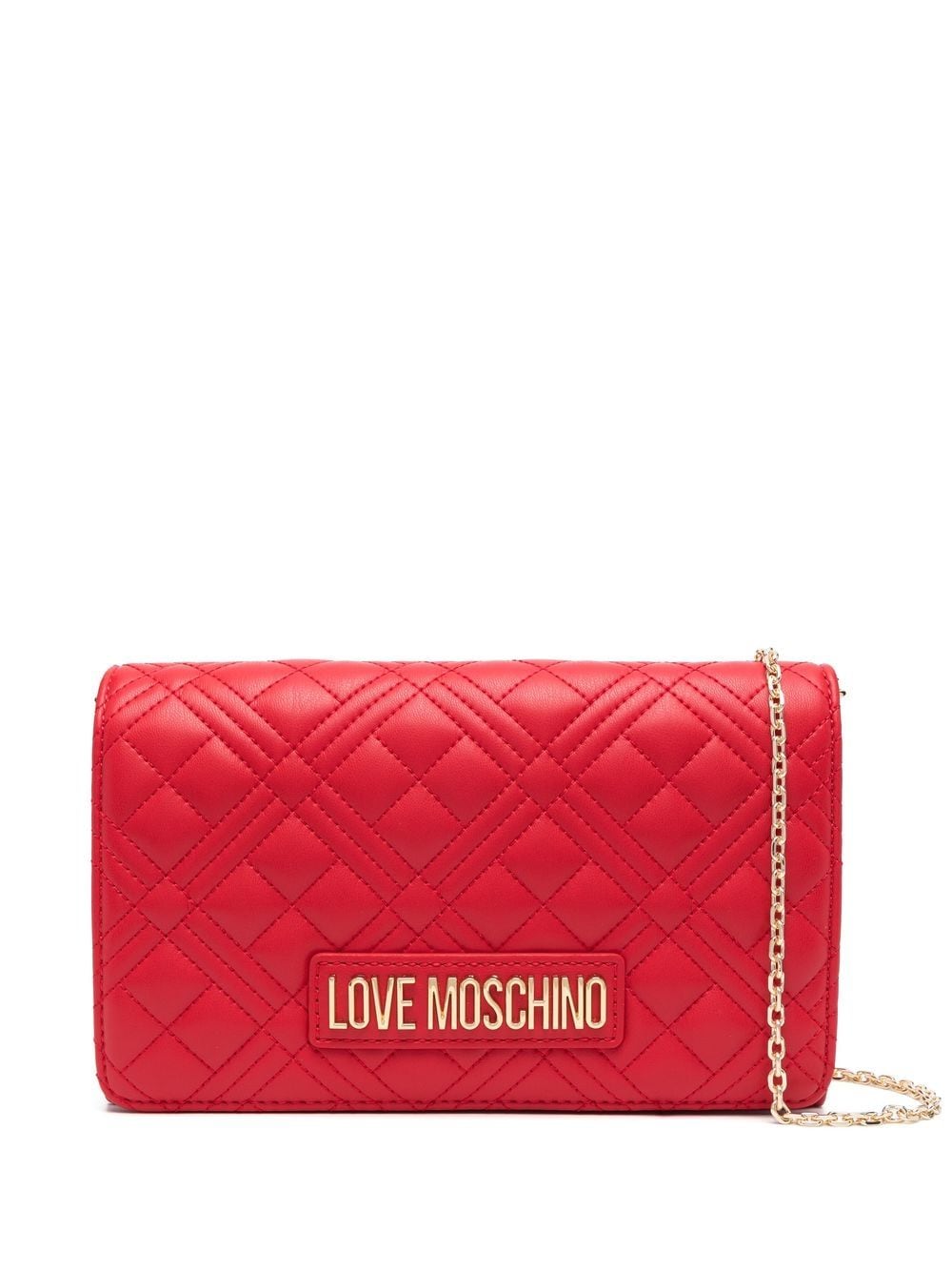 Love Moschino quilted logo-plaque shoulder bag