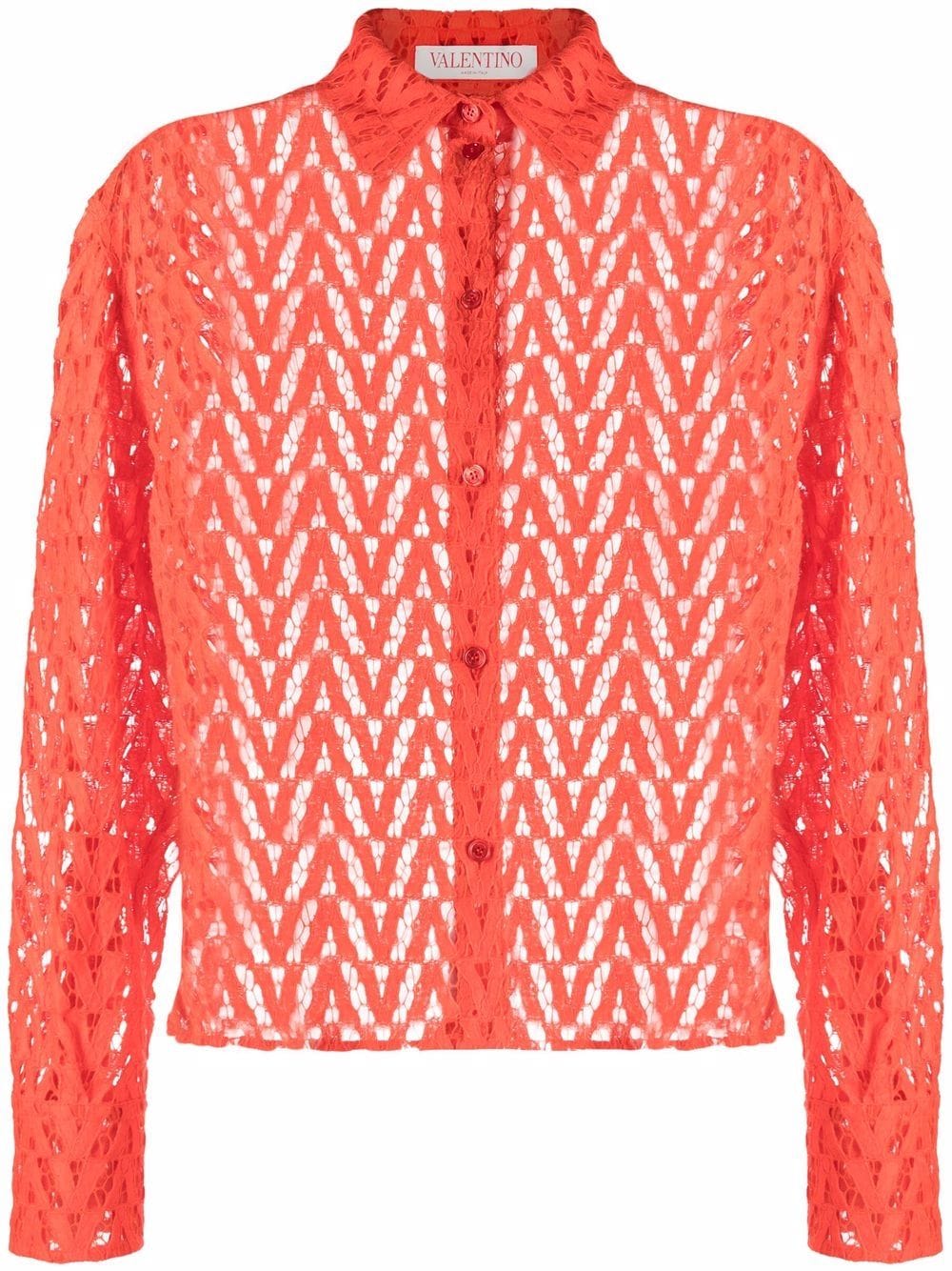 Valentino Garavani logo-woven lace shirt