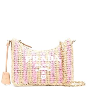 Prada  Re-Edition 2005 logo raffia crossbody bag