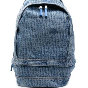 Diesel faded-effect logo-print denim backpack