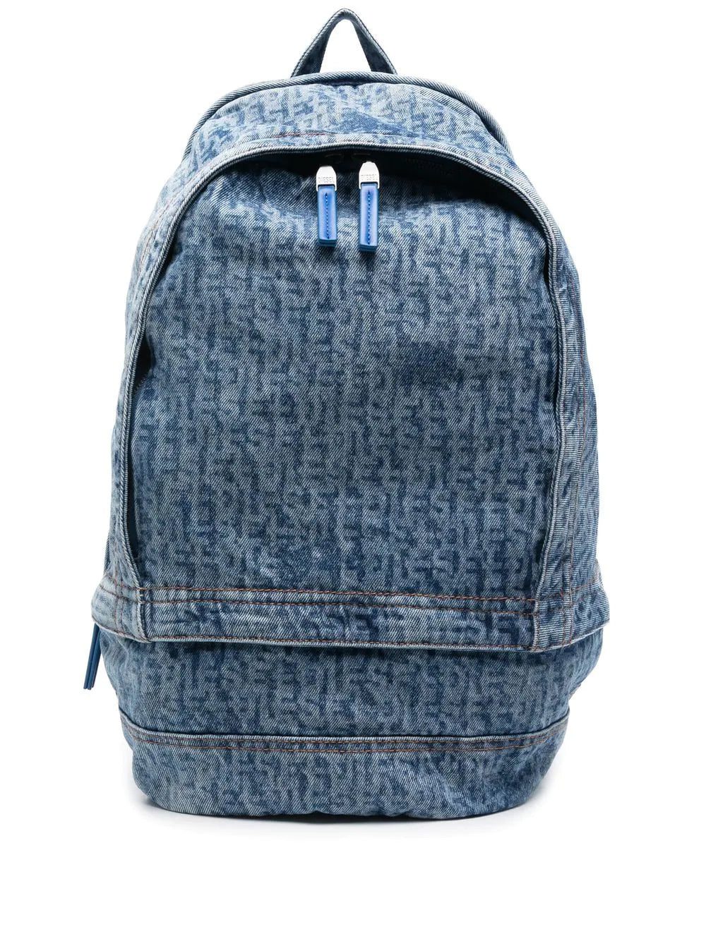 Diesel faded-effect logo-print denim backpack
