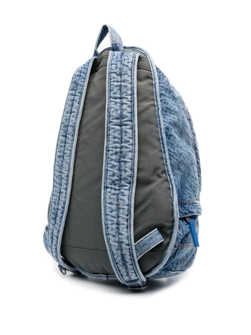 Diesel faded-effect logo-print denim backpack - Image 3