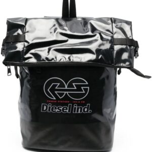 Diesel logo-print detail foldover backpack
