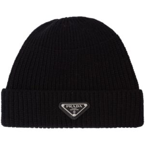 Prada triangle-logo wool-cashmere beanie