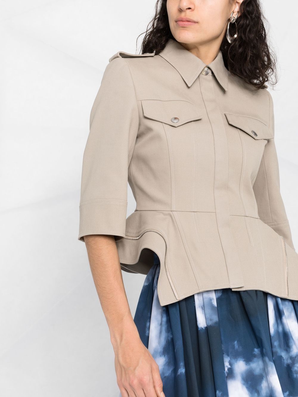 Alexander McQueen fitted peplum cotton shirt - Image 3