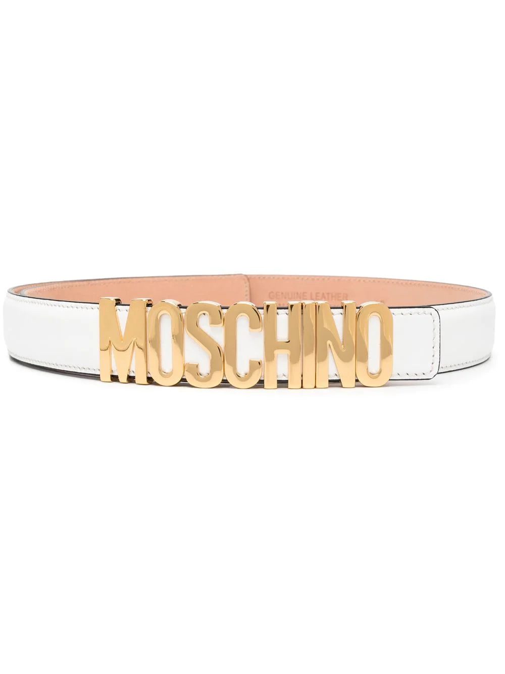 Moschino logo-plaque leather belt