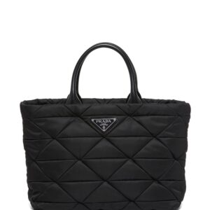 Prada triangle-logo quilted tote bag