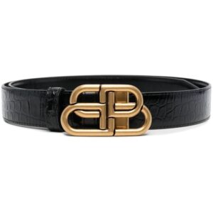 Balenciaga  Reversible crocodile-embossed leather belt