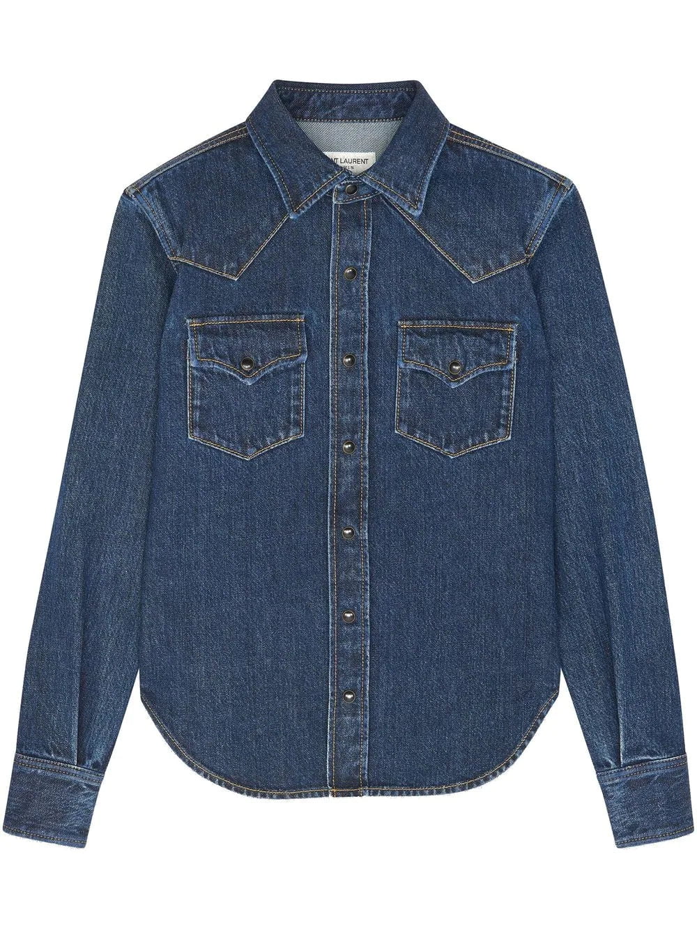 Saint Laurent curved-hem denim shirt