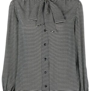 Saint Laurent  geometric-print pussy-bow shirt