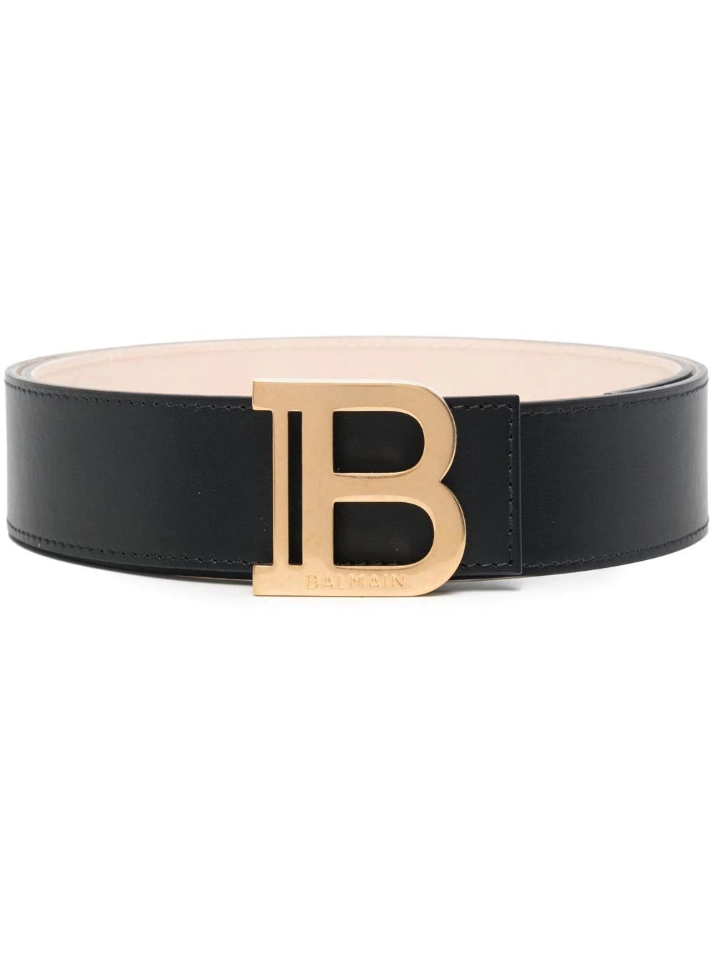 Balmain logo-plaque leather belt