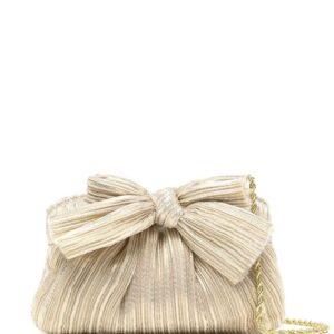 Loeffler Randall plissé metallic bow crossbody bag