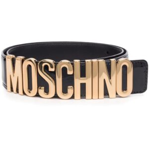 Moschino  logo-plaque leather belt