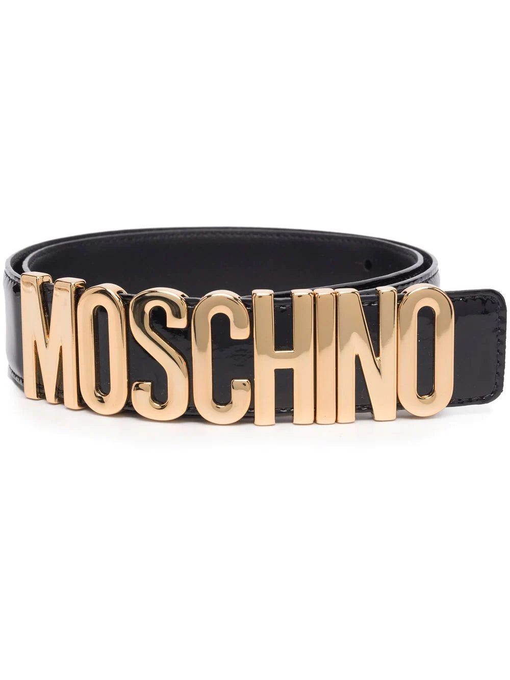 Moschino logo-plaque leather belt
