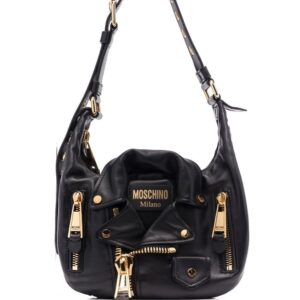 Moschino logo-plaque leather shoulder bag