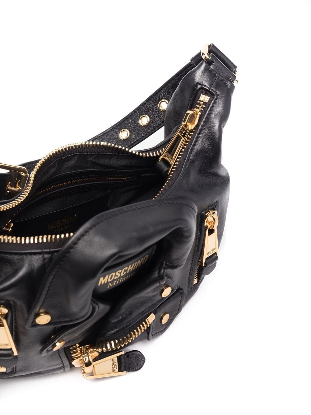 Moschino logo-plaque leather shoulder bag - Image 5