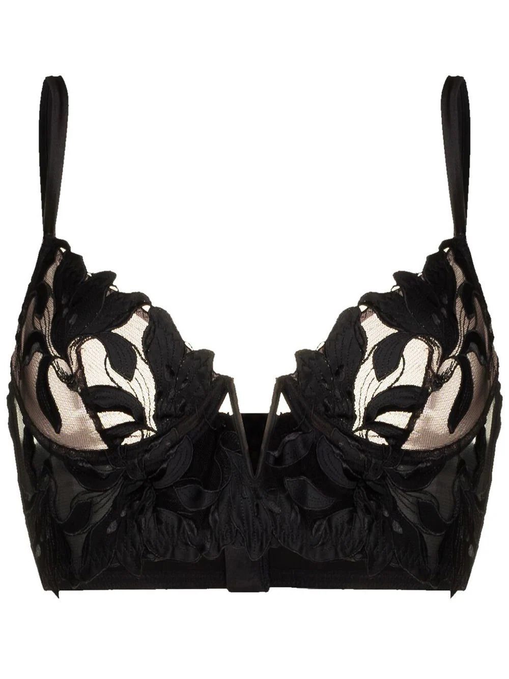 Fleur Du Mal Lily Embroidery longline demi bra