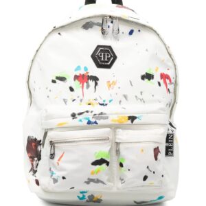 Phillip plein paint-splatter print logo backpack
