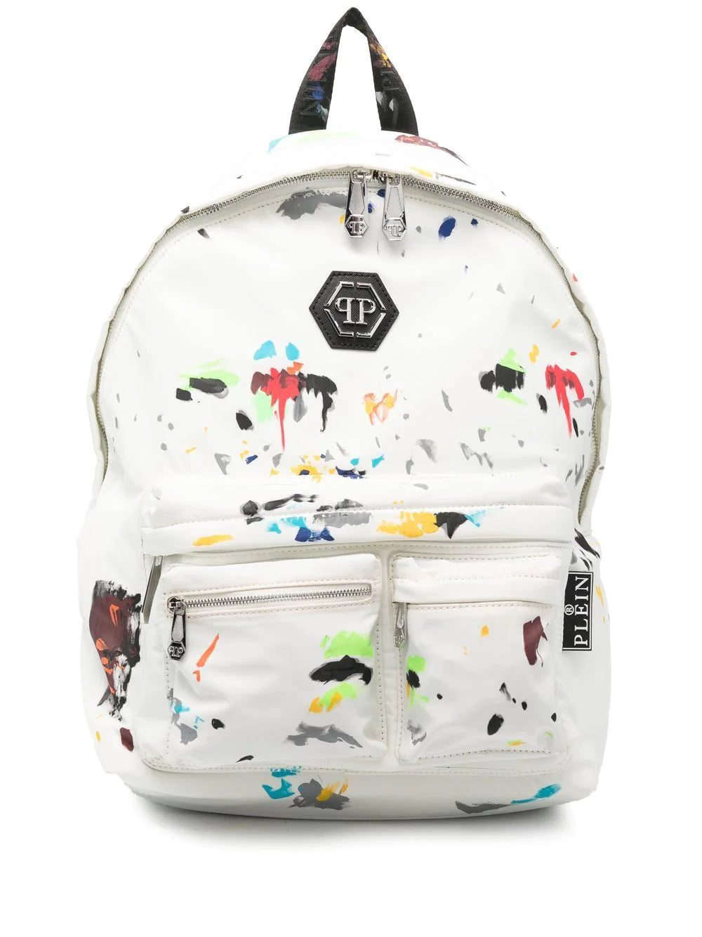 Phillip plein paint-splatter print logo backpack