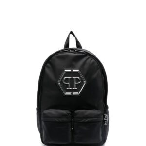 Phillip plein logo-patch zip-up backpack