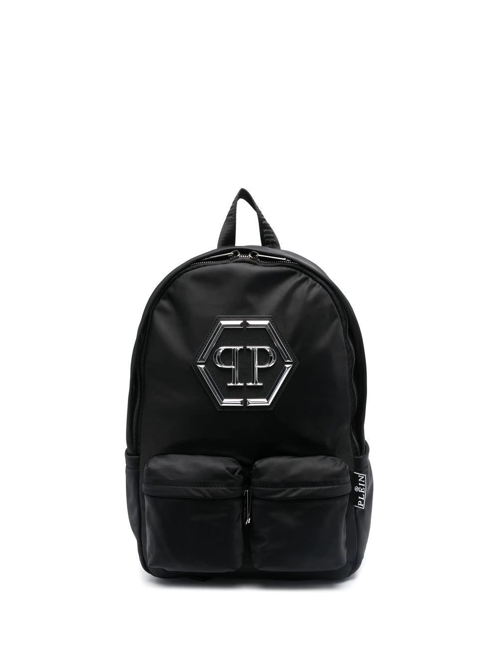 Phillip plein logo-patch zip-up backpack