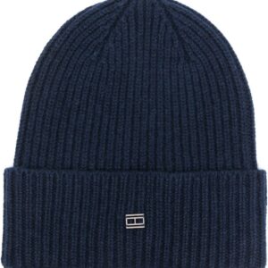Tommy Hilfiger logo-plaque ribbed beanie