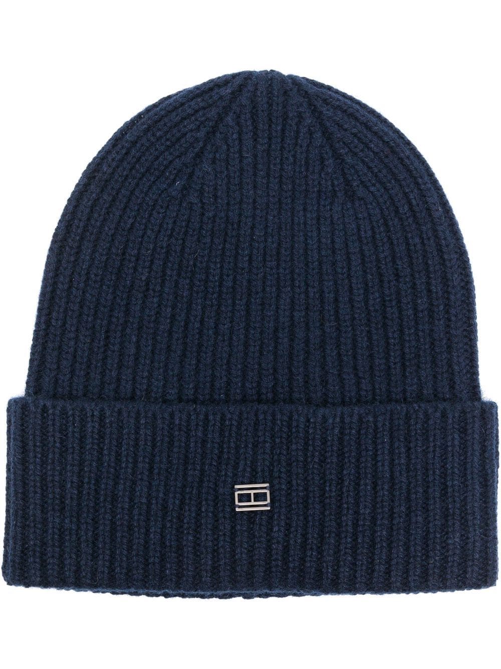 Tommy Hilfiger logo-plaque ribbed beanie