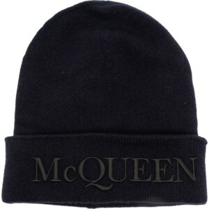 Alexander McQueen logo-print cashmere beanie