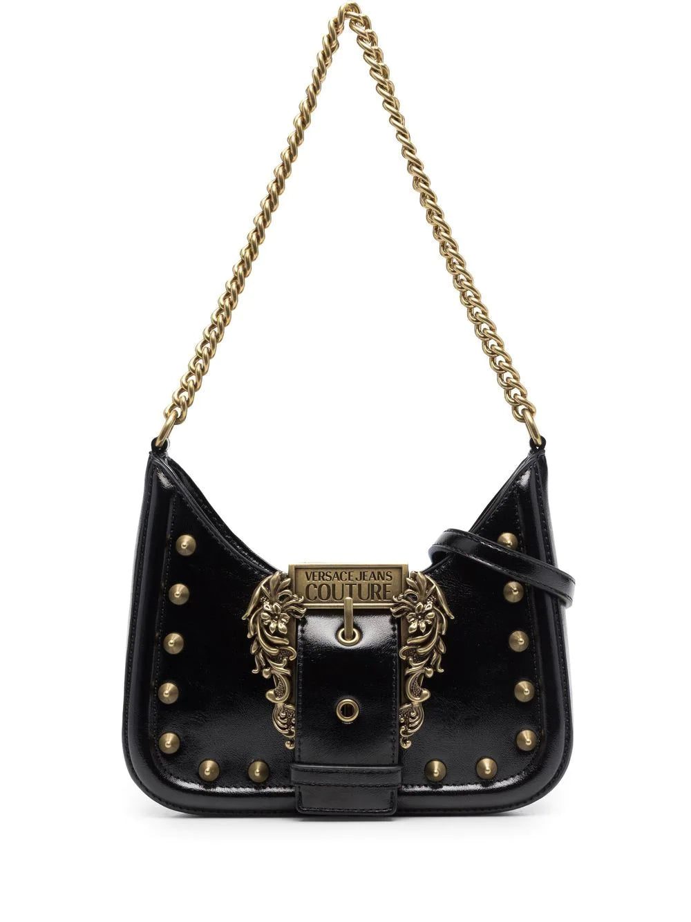 Versace logo-buckle shoulder bag